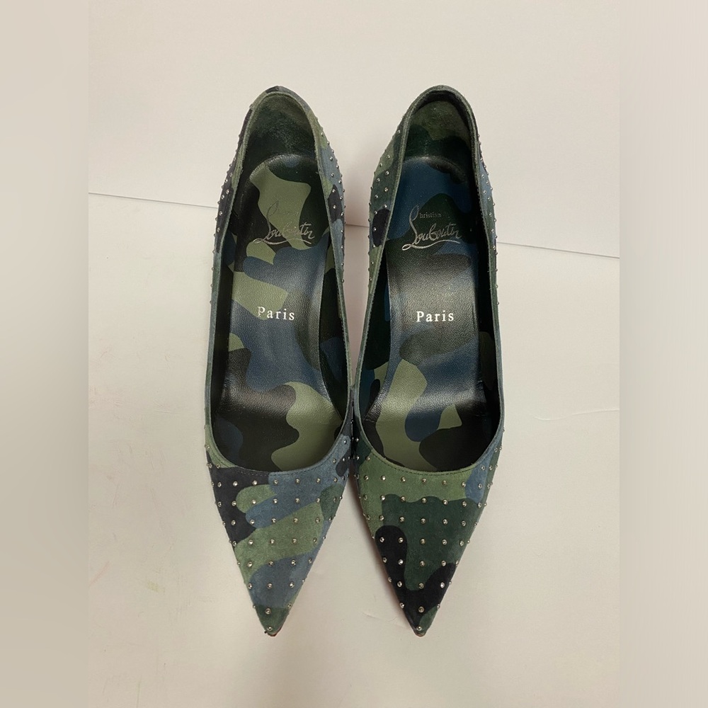 Christian Louboutin Kate plume suede pumps heels camo 35.5 - Picture 4 of 13
